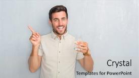  Presentation with drinking water - Amazing PPT theme having wall drinking glass of water backdrop and a  colored foreground