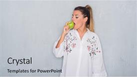  Presentation with grey - Audience pleasing presentation consisting of wall eating fresh green apple backdrop and a  colored foreground