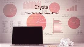  Presentation with laptop blank screen - Audience pleasing presentation theme consisting of wall full of pie chart backdrop and a lemonade colored foreground