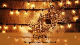  Presentation with shining star - Presentation theme consisting of wall hangings - picture of luxury star decorations background and a gold colored foreground