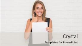  Presentation with white brick wall - PPT layouts with wall holding blank paper sheet background and a light gray colored foreground