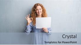  Presentation with grey - Cool new theme with wall holding blank paper sheet backdrop and a  colored foreground