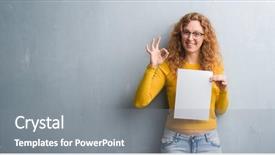  Presentation with grey - Cool new PPT theme with wall holding blank paper sheet backdrop and a  colored foreground