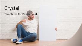  Presentation with paint white brick wall - Presentation theme with wall holding bottle of water background and a white colored foreground