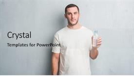  Presentation with water bottle - Beautiful PPT theme featuring wall holding bottle of water backdrop and a light gray colored foreground