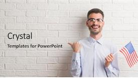  Presentation with america flag - Cool new PPT layouts with wall holding flag of america backdrop and a  colored foreground