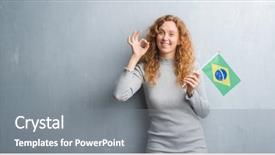  Presentation with young grey maine coon cat - Amazing slide set having wall holding flag of brazil backdrop and a  colored foreground