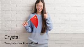  Presentation with china flag - Colorful slide set enhanced with wall holding flag of china backdrop and a  colored foreground
