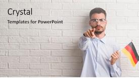  Presentation with broken wall american flag - Audience pleasing theme consisting of wall holding flag of german backdrop and a  colored foreground