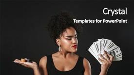  Presentation with black woman - PPT theme with wall holding money and chips background and a black colored foreground