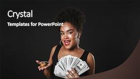  Presentation with strong black woman - PPT theme enhanced with wall holding money and chips background and a black colored foreground