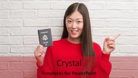  Presentation with china america - Slide set enhanced with wall holding passport of america background and a crimson colored foreground