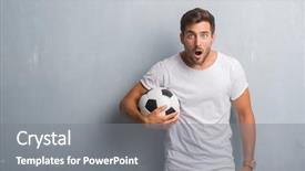  Presentation with multi sports soccer football basketball - Slides having wall holding soccer football ball background and a  colored foreground