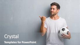  Presentation with five a side soccer - Audience pleasing presentation theme consisting of wall holding soccer football ball backdrop and a gray colored foreground