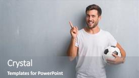  Presentation with five a side soccer - Amazing presentation theme having wall holding soccer football ball backdrop and a gray colored foreground