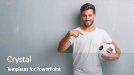  Presentation with grey - Cool new presentation design with wall holding soccer football ball backdrop and a gray colored foreground