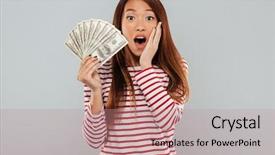  Presentation with amazing race - Colorful PPT layouts enhanced with wall looking camera holding money backdrop and a coral colored foreground