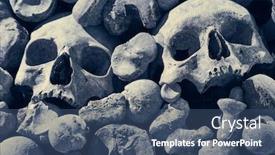  Presentation with human - Beautiful slide set featuring wall made of human skulls and bones backdrop and a ocean colored foreground