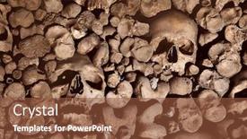  Presentation with ghost human skull - Theme featuring wall-made-of-human-skulls background and a tawny brown colored foreground