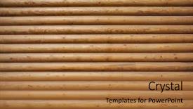  Presentation with design rustic wood wall texture - Beautiful presentation design featuring wall made of wooden logs backdrop and a coral colored foreground