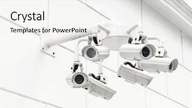  Presentation with surveillance - Slide set with wall mounted surveillance camera background and a  colored foreground