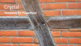  Presentation with house - Presentation design enhanced with wall-of-a-half-timbered background and a coral colored foreground