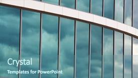  Presentation with building - Colorful PPT theme enhanced with wall of an office building backdrop and a ocean colored foreground