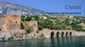  Presentation with turkey - Colorful PPT layouts enhanced with wall-of-fortress-in-alanya backdrop and a light blue colored foreground