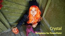  Presentation with youthful - Slide deck having wall of haunted house background and a tawny brown colored foreground