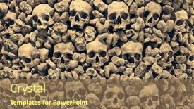  Presentation with skull - Slide deck having wall-of-human-skulls background and a coral colored foreground