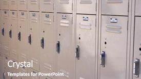  Presentation with wall street stocks - Amazing theme having wall of lockers backdrop and a gray colored foreground