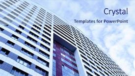  Presentation with modern building - Colorful theme enhanced with wall of modern apartment building backdrop and a sky blue colored foreground