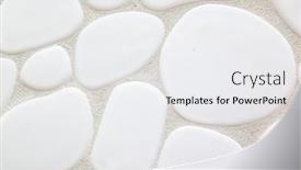  Presentation with poster on white wall above - Cool new slide deck with wall-of-oval-and-round backdrop and a white colored foreground