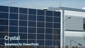  Presentation with solar panels - Colorful presentation design enhanced with fuel cell geneation - wall of solar panels backdrop and a ocean colored foreground