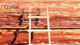  Presentation with building - Presentation with wall-of-the-new-wooden background and a coral colored foreground