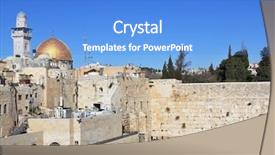  Presentation with jewish western wall - Audience pleasing presentation design consisting of wall of the third temple backdrop and a teal colored foreground