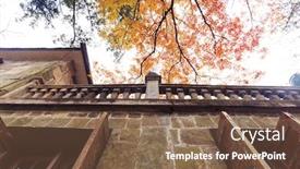  Presentation with rock wall - Beautiful PPT theme featuring wall of vintage rock house near big high tree from low angle backdrop and a tawny brown colored foreground