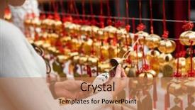  Presentation with golden woman - Beautiful slide set featuring wall on wenwu temple taiwan backdrop and a coral colored foreground