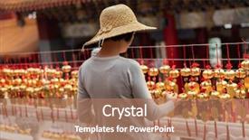  Presentation with golden belt - Presentation design with wall on wenwu temple taiwan background and a coral colored foreground