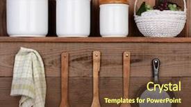  Presentation with kitchen towel - Beautiful PPT layouts featuring wall one shelf with canister backdrop and a tawny brown colored foreground