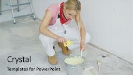  Presentation with paint pastel - Colorful PPT theme enhanced with wall paint in metal bucket backdrop and a light gray colored foreground