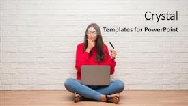  Presentation with white brick wall - PPT theme with wall paying holding credit card background and a white colored foreground