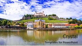  Presentation with german castle - Theme having wall river - authentic beautiful towns of germany background and a coral colored foreground