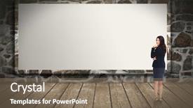  Presentation with business woman standing on maze - Slide set enhanced with wall screen - business woman standing near blank background and a  colored foreground