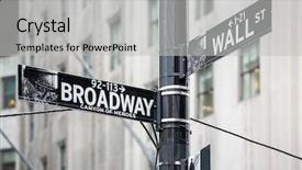 Presentation with wall street - Presentation theme enhanced with wall street and broadway sign background and a light gray colored foreground