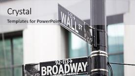  Presentation with broadway - Cool new PPT theme with wall street and broadway sign backdrop and a light gray colored foreground