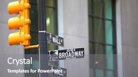  Presentation with broadway - Presentation theme enhanced with wall street and broadway sign background and a gray colored foreground