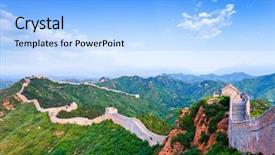  Presentation with china - Beautiful presentation design featuring wall the landmark of china backdrop and a light blue colored foreground