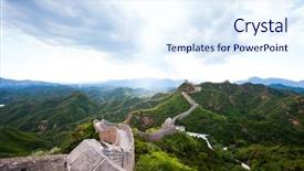  Presentation with china - Amazing slide deck having wall the landmark of china backdrop and a sky blue colored foreground