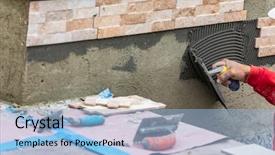  Presentation with tile wall seamless - Presentation design having wall tile cement with trowel background and a light blue colored foreground